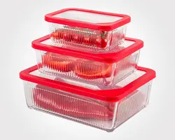 ست ظروف شیشه ای مستطیل شیاردار