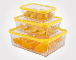 ست ظروف شیشه ای مستطیل شیاردار