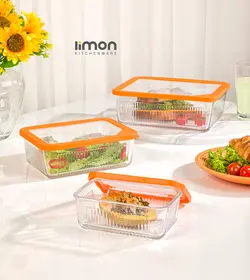 ست ظروف شیشه ای مستطیل شیاردار