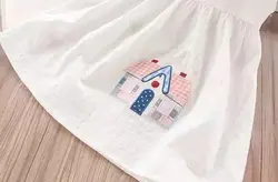 سارافون سفید نخی گل صورتی