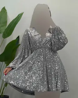 پیراهن کمرکش پولکی - کد 3436