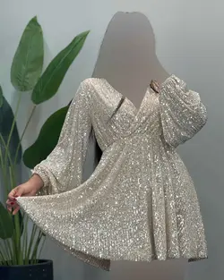 پیراهن کمرکش پولکی - کد 3436