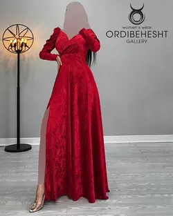 پیراهن مخمل جلو چاک - کد 3493