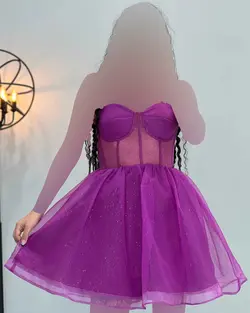 پیراهن توری شاین دار - کد 3545