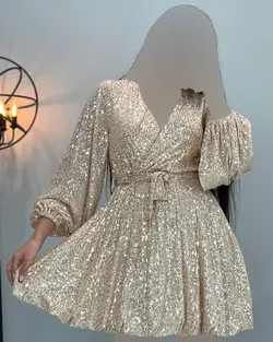 پیراهن پولکی کمربنددار - کد 3573