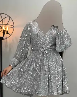 پیراهن پولکی کمربنددار - کد 3573