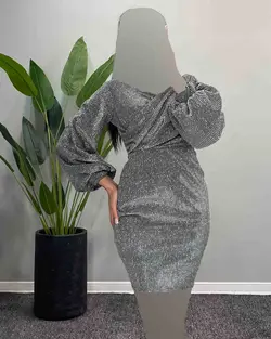 پیراهن لمه آستین پف - کد 5036