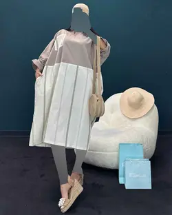 پیراهن دو رنگ - کد 7044