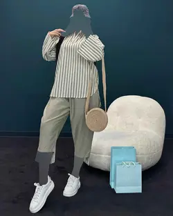 بلوز شلوار راه راه - کد 7050