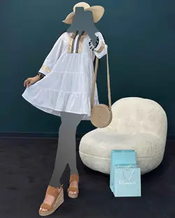 پیراهن نوار طلایی - کد 7036