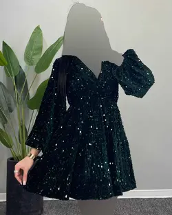 پیراهن کمرکش پولکی - کد 8078