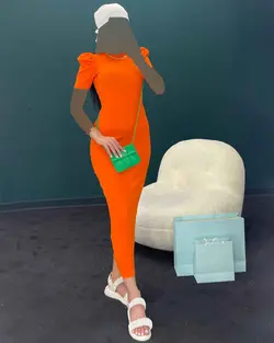 پیراهن آستین پف - کد 4154