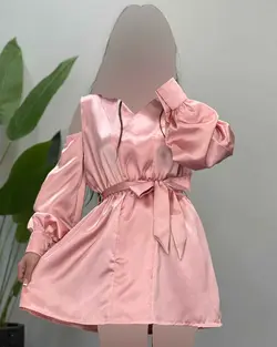 پیراهن ساتن کمرکش - کد 4303