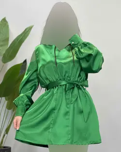 پیراهن ساتن کمرکش - کد 4303