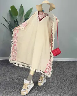 پیراهن ریش دار - کد 4810D5