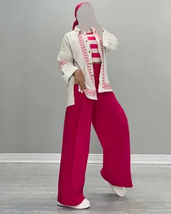 شومیز شلوار گلدوزی - کد 4989F4