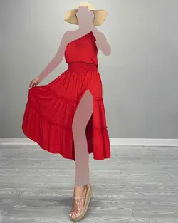 پیراهن ساحلی یقه رومی - کد 5190L