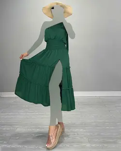 پیراهن ساحلی یقه رومی - کد 5190L