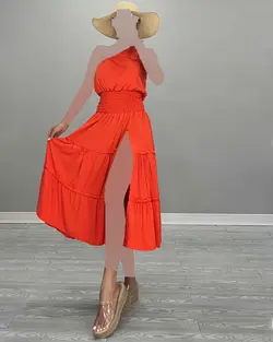 پیراهن ساحلی یقه رومی - کد 5190L