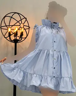 پیراهن راه راه جلو دکمه - کد 1952