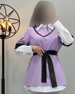 شومیز رویه نوار چرم - کد 1887