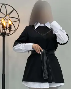 شومیز رویه نوار چرم - کد 1887