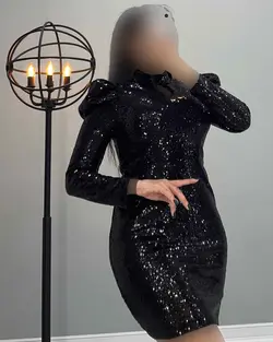 پیراهن پولکی آستین پف - کد 1663