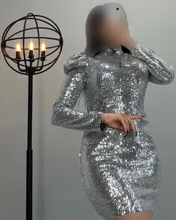 پیراهن پولکی آستین پف - کد 1663