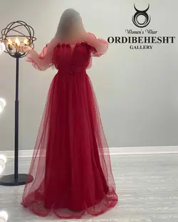 پیراهن توری بلند - کد 1582