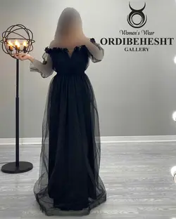 پیراهن توری بلند - کد 1582