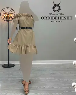 پیراهن یقه قایقی +کمربند - کد 1151