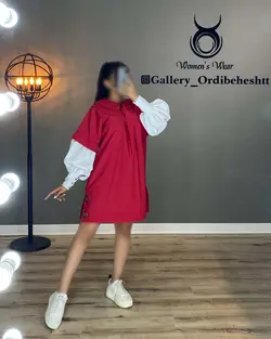 پیراهن آستین دورنگ - کد 931