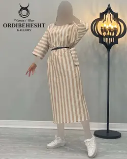 پیراهن راه راه تک جیب - کد 1974