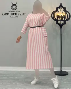 پیراهن راه راه تک جیب - کد 1974