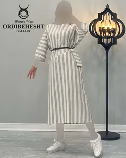 پیراهن راه راه تک جیب - کد 1974