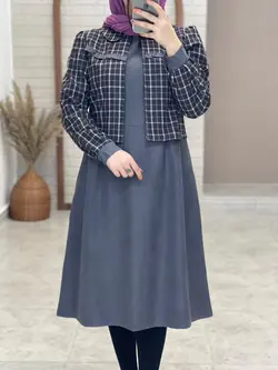 کت و سارافون شاپرک طوسی بنفش