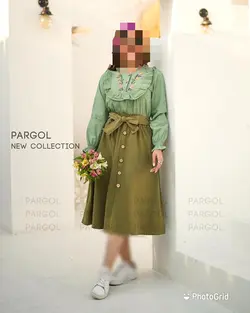 ست شومیز و دامن آواز سبز پسته ای