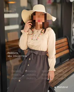 ست شومیز و دامن آواز طوسی کرم