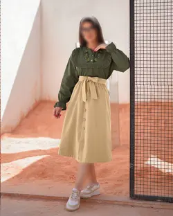 ست شومیز و دامن آواز سبز کرم