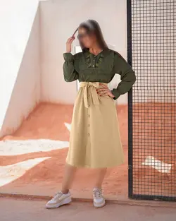 ست شومیز و دامن آواز سبز کرم