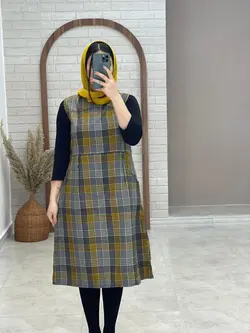 سارافون چهارخونه نهان طوسی زرد