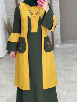 ست دو تیکه سروا خردلی یشمی