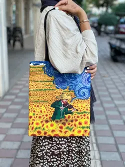 ساک دستی پارچه ای ون گوگ در باغ گلها