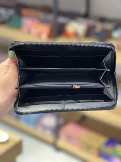 کیف پول دور زیپ کاکتوس رنگی زمینه طوسی