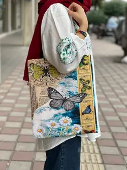 ساک دستی پارچه ای وینتیج پروانه