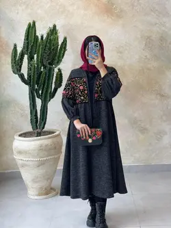 مانتو بابونه گلدوزی ذغالی