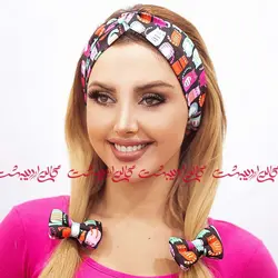 ست توربان و کش مو مشکی باگربه رنگی