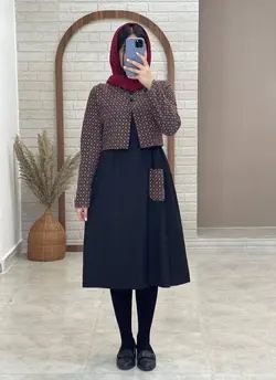 ست کت و سارافون پرناز مشکی لنین