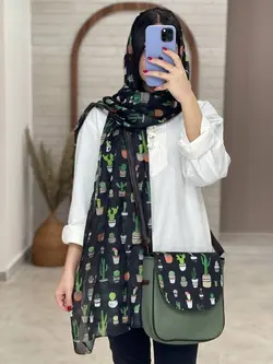 ست کیف و شال کاکتوس یشمی