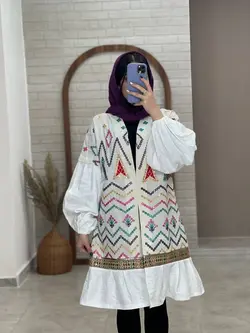 مانتو عروسکی پولک سفید